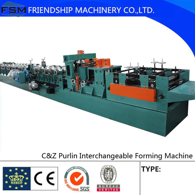 Leistungsfähigkeit C Z Purlin-Rollen-Form-Maschine galvanisierte Stahlhohe geschwindigkeit 2